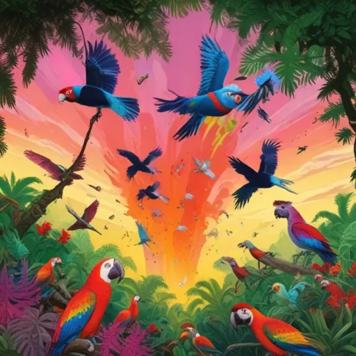 AI generated tropical birds